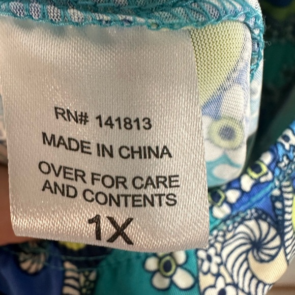 Green and Blue Jumpsuit with Paisley Print and Fitted Bodice Size 1x - Picture 4 of 8